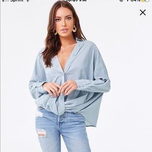 Forever 21 button up twist front shirt